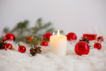 Naklejka na ściany i meble christmas candle and decorations