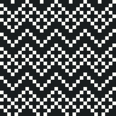 Geometric black and white pattern pixel art style. Isolated vector monochrome illustration. 8-bit. Design for stickers, logo, web and mobile app. Print for clothes.