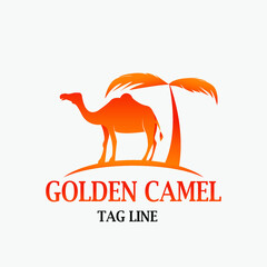 Vector Illustration of Golden Camel Logo Design or Template, With Modern Style, Great for Travel Company, Brand, Etc