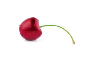 Ripe fresh red cherry isolated on white background. With clipping path.