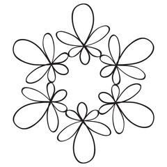 Abstract decorative flower. Black icon on white background. Vector illustration.