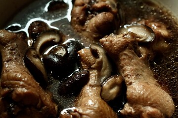 Mushroom stew chicken background picture Finished and ready to serve.