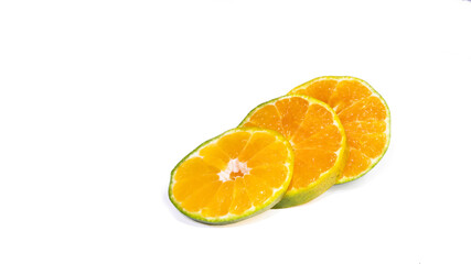 picture of tangerine, split off for decorate, isolated on white background.