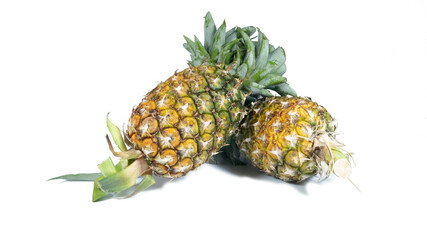 Pineapples photoshoot isolated on white background.
