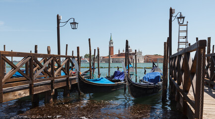 Venice with famous gondolas at day, Italy