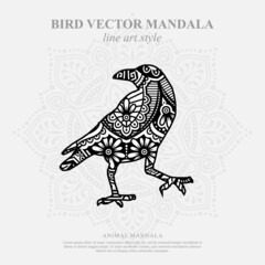 Fototapeta na wymiar Bird Vector Mandala Line Art Style