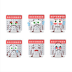 December calendar cartoon character with sad expression