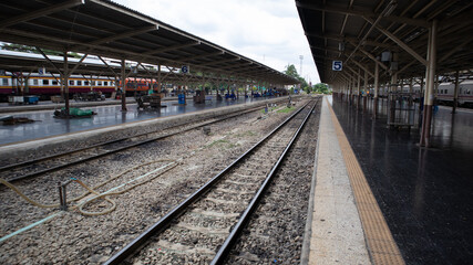Bangkok Patumwan /Thailand  August/8/2020, Railroad in the train station