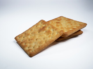 Cracker stack on the white background.