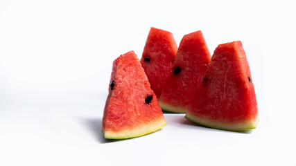 Sliced ripe watermelon isolate on the white background.