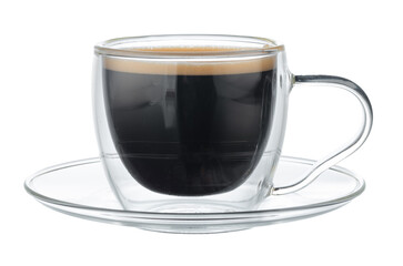 Glass cup of coffee isolated on white