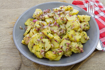 salade froide de pommes de terre aux oignons rouge