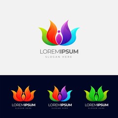 Lotus logo design, flower vector illustrations