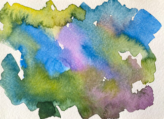 Abstract watercolor stain. Colorful aquarelle painting. Template for background, banner or poster