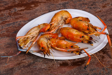 Grilled water prawn in the plate