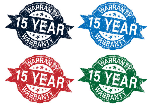 15 year warranty stamp color set , vector illustration