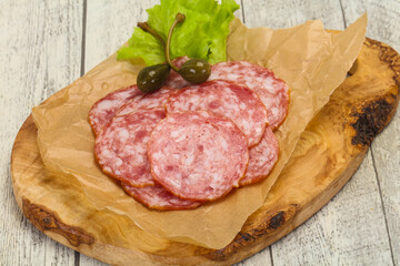 Spanish Salchichon sausage with salad