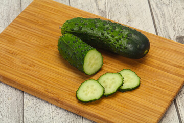 Ripe fresh green two cucumbers