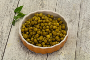 Canned Green peas in the bowl