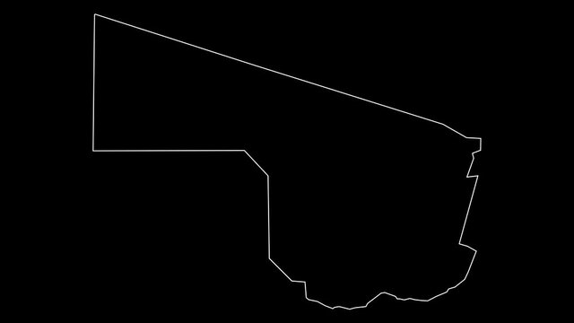 Southern Botswana district map outline animation