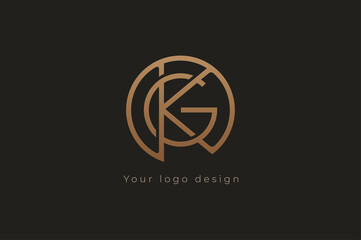 Abstract initial letter K and G logo, usable for branding and business logos, Flat Logo Design Template, vector illustration - obrazy, fototapety, plakaty