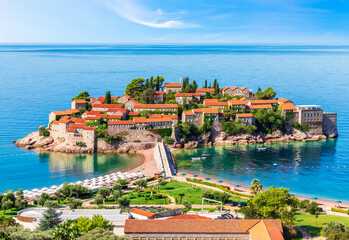 Sveti Stefan island in the Budva riviera, Montenegro