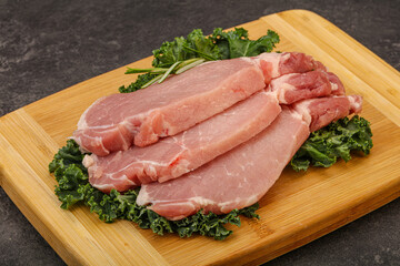 Raw pork steak for cooking