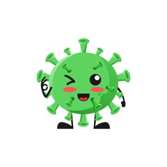 vector illustration of cute virus bacteria mascot or character agree okay. cute virus bacteria Concept White Isolated. Flat Cartoon Style Suitable for Landing Page, Banner, Flyer, Sticker.