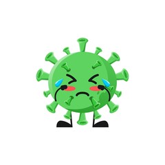 vector illustration of cute virus bacteria mascot or character cry pose. cute virus bacteria Concept White Isolated. Flat Cartoon Style Suitable for Landing Page, Banner, Flyer, Sticker.