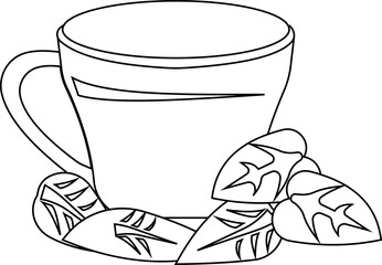 Mug for tea with mint leaves.