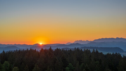 Summer sunrise in the hills of the emmental valley