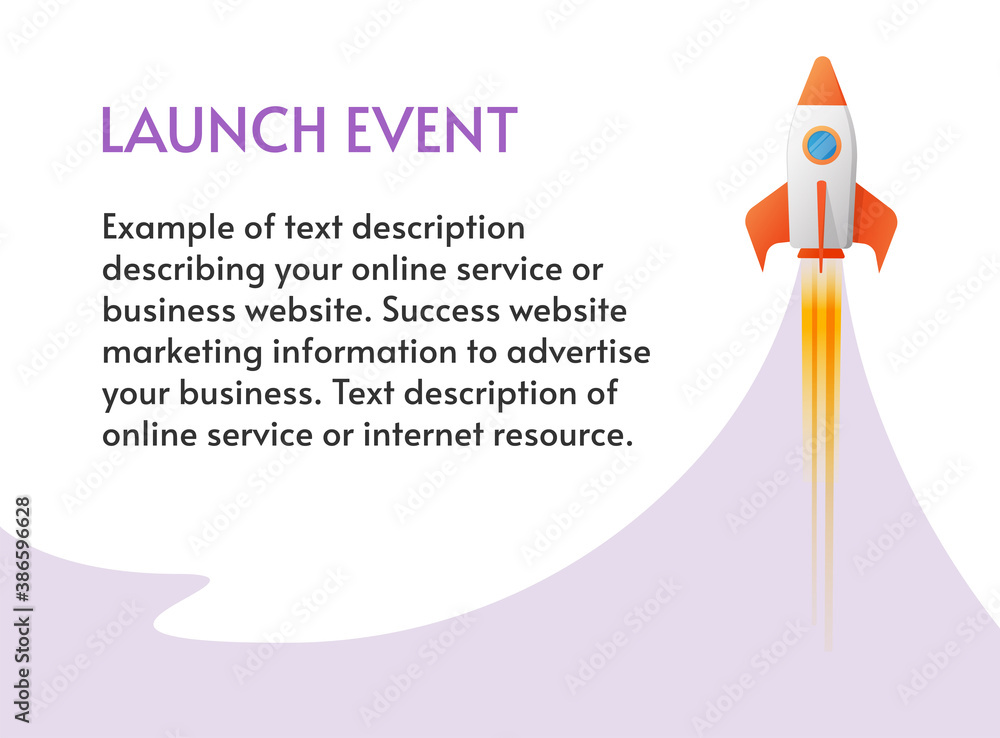 Aufkleber boost launch with rocket ship as digital fast quick growing business start up vector copy space text