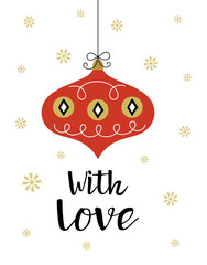 card with christmas decoration in scandinavian style