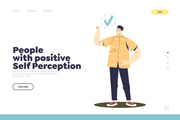 Positive self perception and love yourself concept of template web landing page