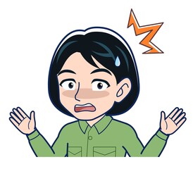 Young woman in green work clothes