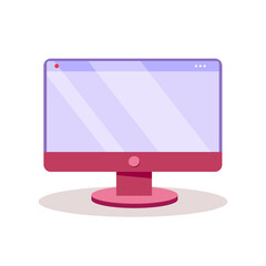 Personal computer in flat style. Desktop computer. Computer icon isolated on background.