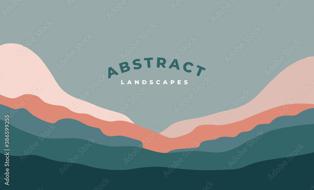 Aufkleber Vector set of abstract creative backgrounds in minimal trendy style with copy space for text  and mountain landscape 