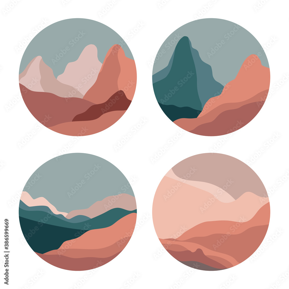 Fototapete vector set of abstract creative backgrounds in minimal trendy style with copy space for text and mou