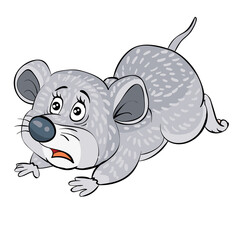 Obraz premium scared mouse character running away from someone, cartoon illustration, isolated object on white background, vector,
