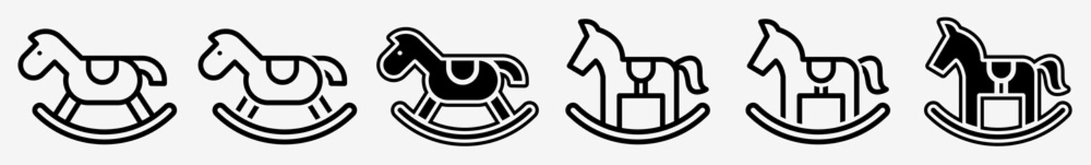 Rocking Horse Icon Set | Rocking Horse Vector Illustration Set | Wooden Rocking Horse Icons Isolated Collection
