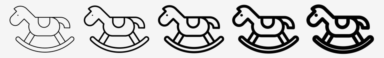 Rocking Horse Icon Set | Rocking Horse Vector Illustration Set | Wooden Rocking Horse Icons Isolated Collection