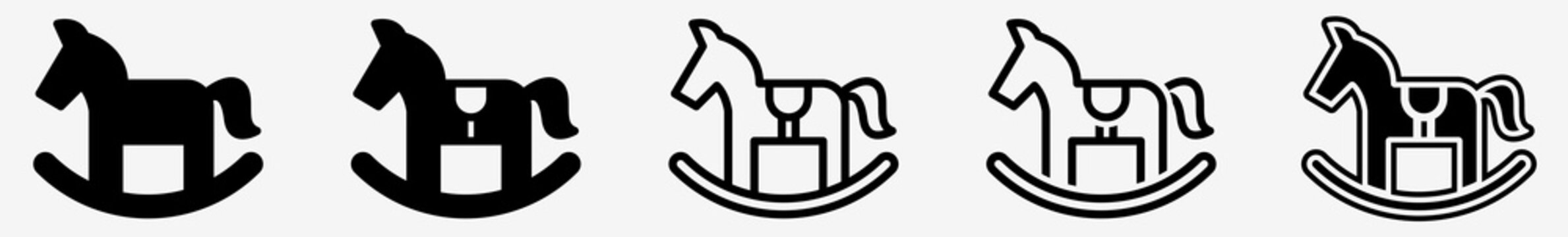 Rocking Horse Icon Set | Rocking Horse Vector Illustration Set | Wooden Rocking Horse Icons Isolated Collection