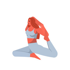 Obraz premium woman doing yoga exercise fitness training healthy lifestyle concept girl working out full length vector illustration