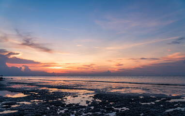 sunset on the sea in the evening sky
