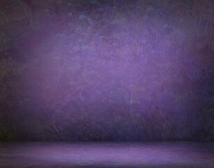 Dark violet old room 3d render. Vintage background of empty wall and floor distressed textured surface. 