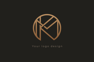 Abstract initial letter K and M logo, usable for branding and business logos, Flat Logo Design Template, vector illustration - obrazy, fototapety, plakaty