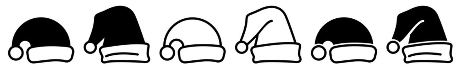 Santa Hat Icon Set | Santa Claus Hats Vector Illustration Logo | Santa Claus Hat Icons | Christmas Isolated Collection