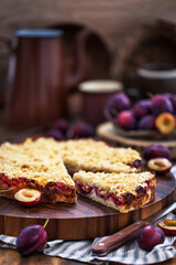 Homemade plum crumble cake