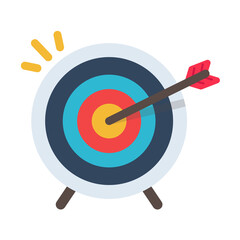 Target icon An arrow that is placed in the middle of the target. Business goal concept.