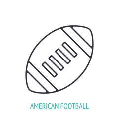 American football or rugby ball outline icon. Vector illustration. Sports equipment. Inventory for athletic game. Training symbol. Thin line pictogram for user interface. Isolated white background